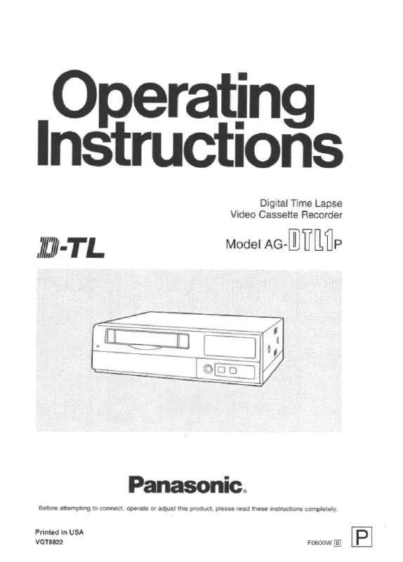 Mode d'emploi PANASONIC AG-DTL1P