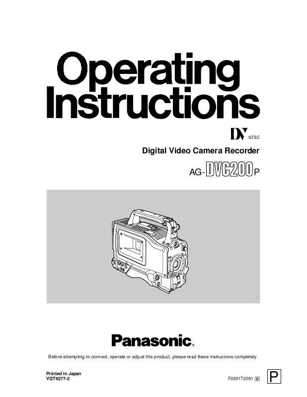 Mode d'emploi PANASONIC AG-DVC200