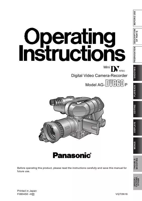 Mode d'emploi PANASONIC AG-DVC60