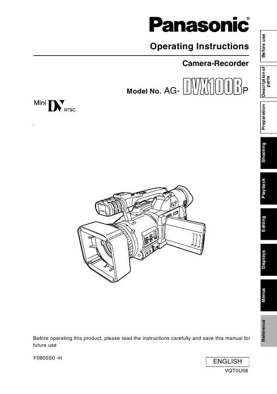 Mode d'emploi PANASONIC AG-DVX100BP