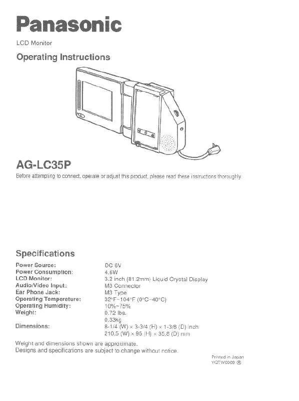 Mode d'emploi PANASONIC AG-LC35P