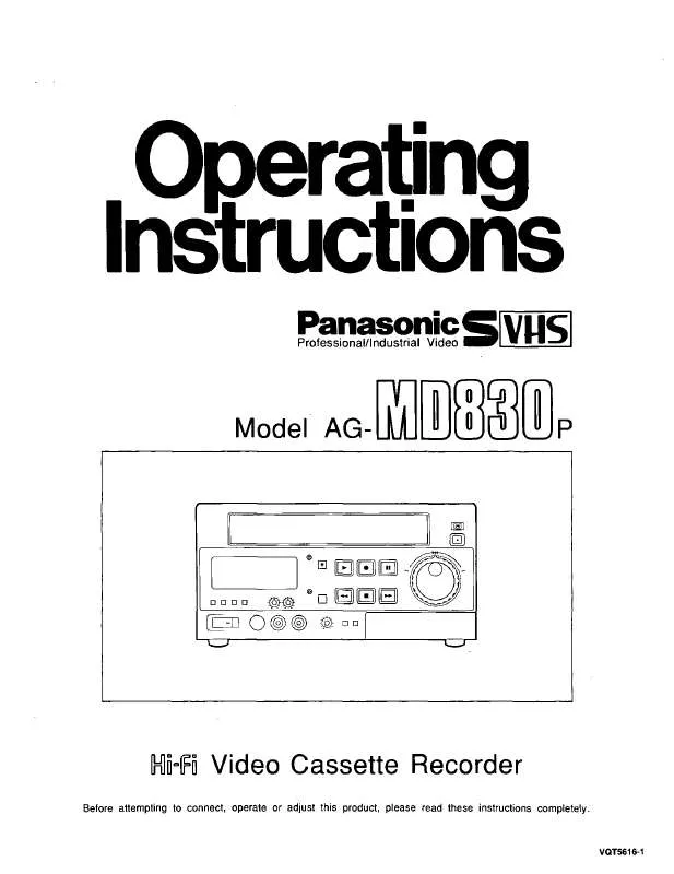 Mode d'emploi PANASONIC AG-MD830