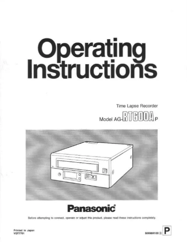 Mode d'emploi PANASONIC AG-RT600