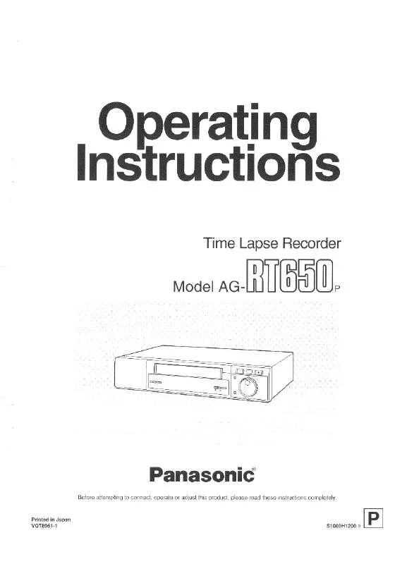 Mode d'emploi PANASONIC AG-RT650P