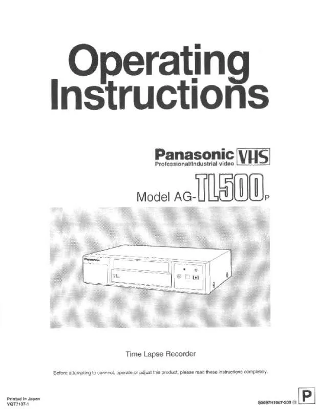 Mode d'emploi PANASONIC AG-TL500