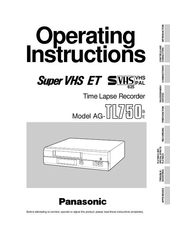 Mode d'emploi PANASONIC AG-TL750