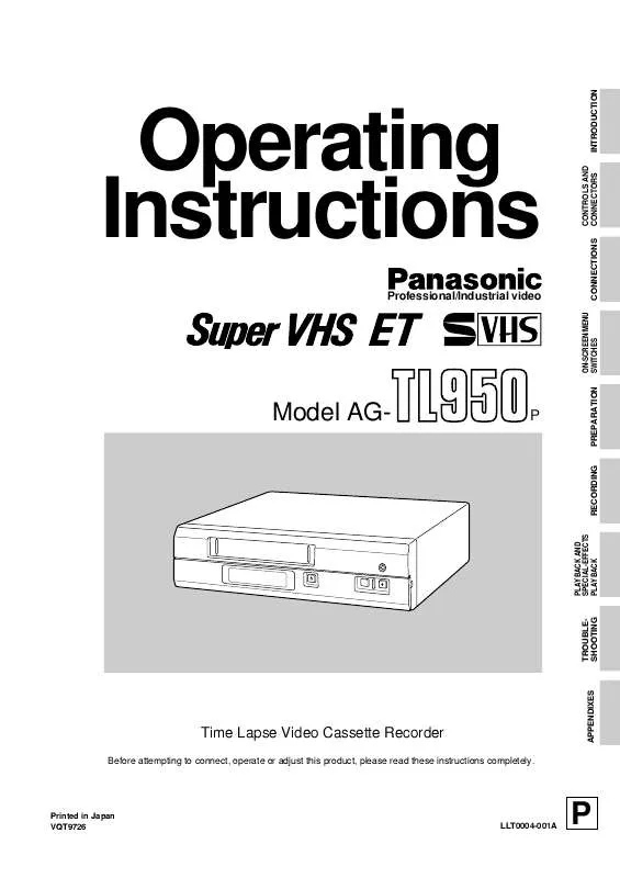 Mode d'emploi PANASONIC AG-TL950