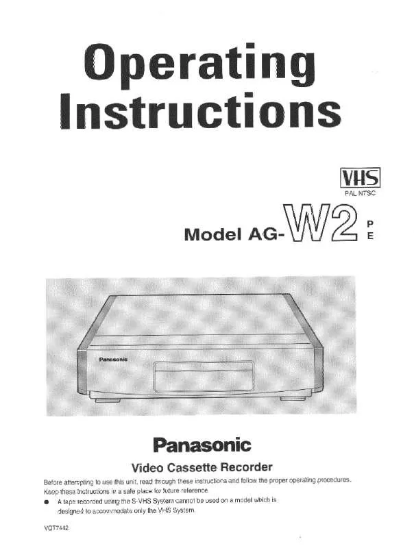 Mode d'emploi PANASONIC AG-W2