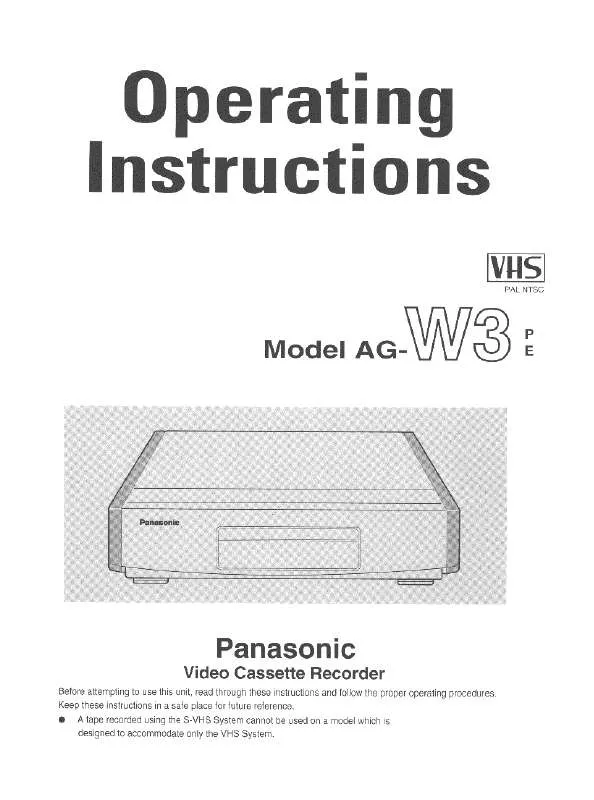 Mode d'emploi PANASONIC AG-W3