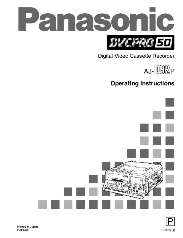 Mode d'emploi PANASONIC AJ-D92P