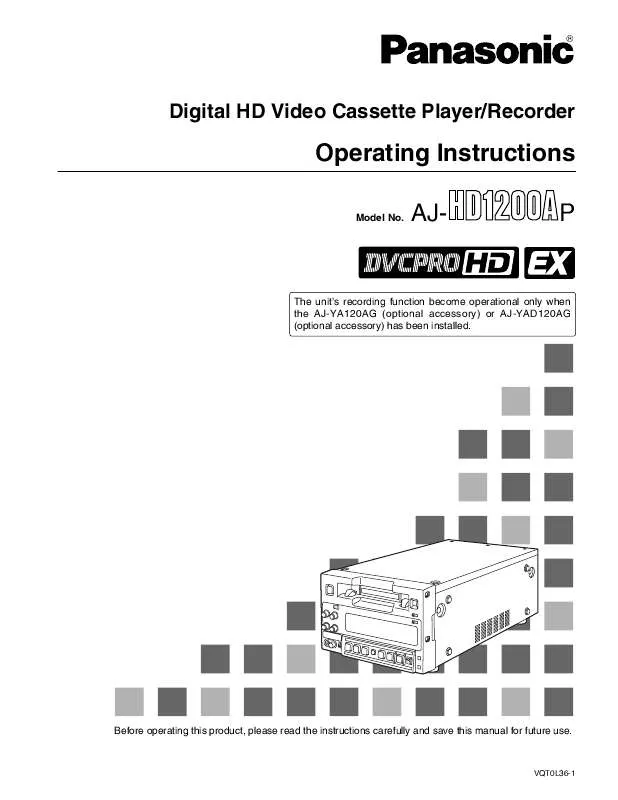 Mode d'emploi PANASONIC AJ-HD1200