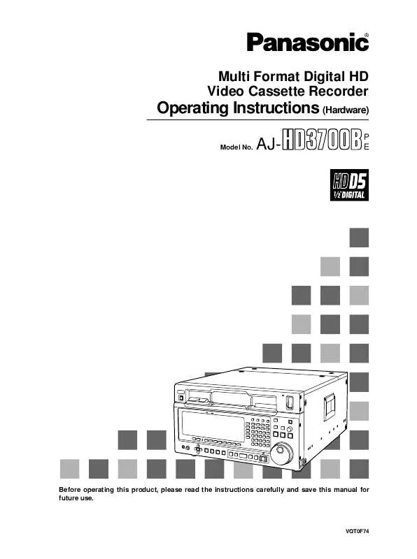 Mode d'emploi PANASONIC AJ-HD3700BP