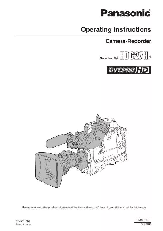 Mode d'emploi PANASONIC AJ-HDC27