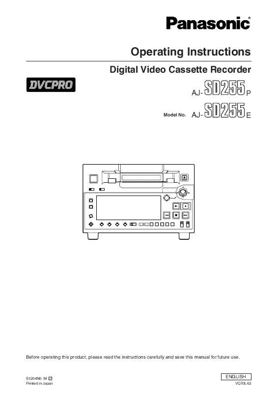 Mode d'emploi PANASONIC AJ-SD255E