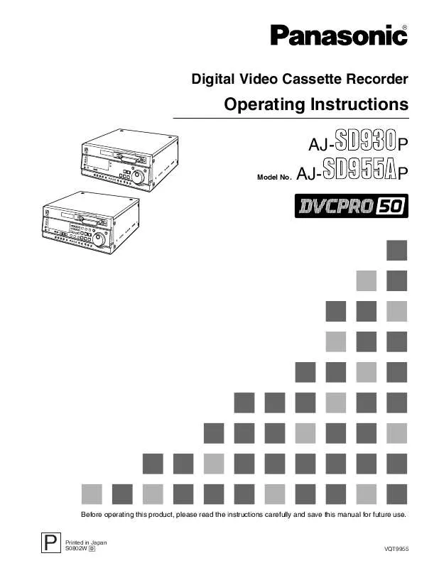 Mode d'emploi PANASONIC AJ-SD930BE