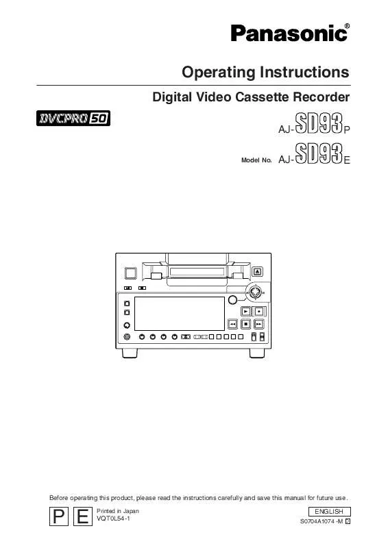 Mode d'emploi PANASONIC AJ-SD93E