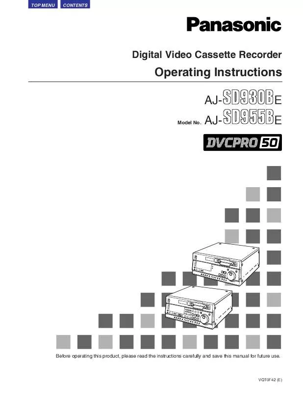 Mode d'emploi PANASONIC AJ-SD955BE