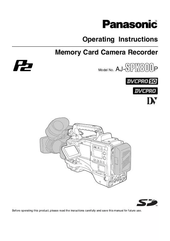 Mode d'emploi PANASONIC AJ-SPX800