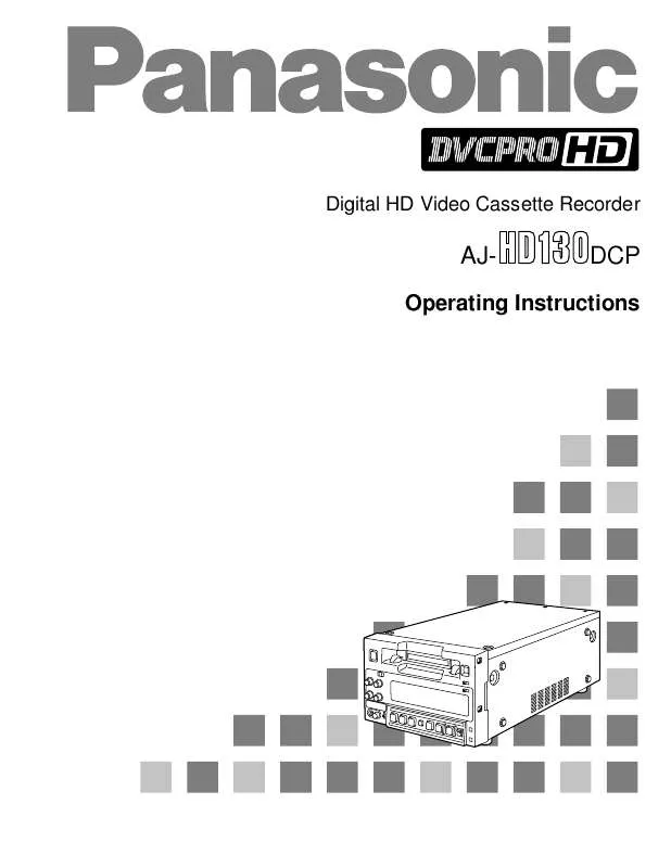 Mode d'emploi PANASONIC AJ-HD130DC