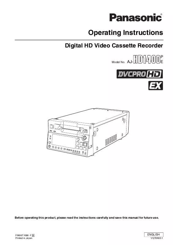 Mode d'emploi PANASONIC AJ-HD1400