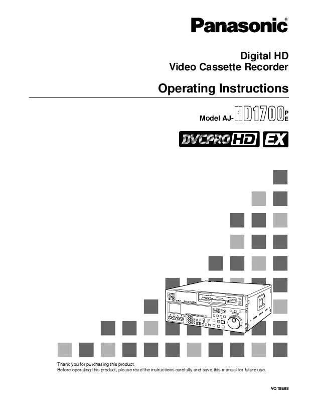 Mode d'emploi PANASONIC AJ-HD1700