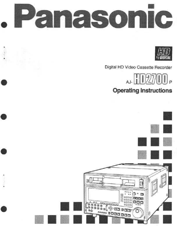 Mode d'emploi PANASONIC AJ-HD2700