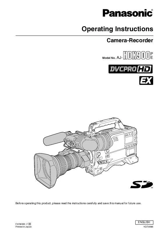 Mode d'emploi PANASONIC AJ-HDX900