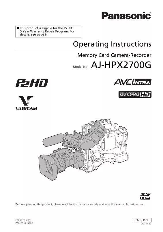 Mode d'emploi PANASONIC AJHPX2700G