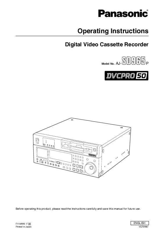 Mode d'emploi PANASONIC AJ-SD965