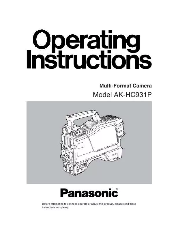 Mode d'emploi PANASONIC AK-HC931