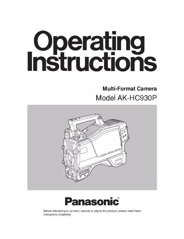 Mode d'emploi PANASONIC AK-HC930