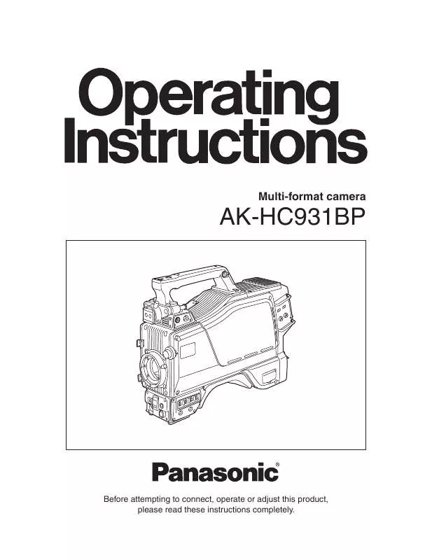 Mode d'emploi PANASONIC AK-HC931BP