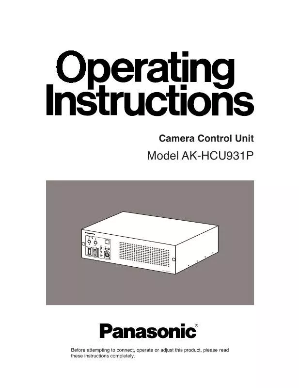 Mode d'emploi PANASONIC AK-HCU931P