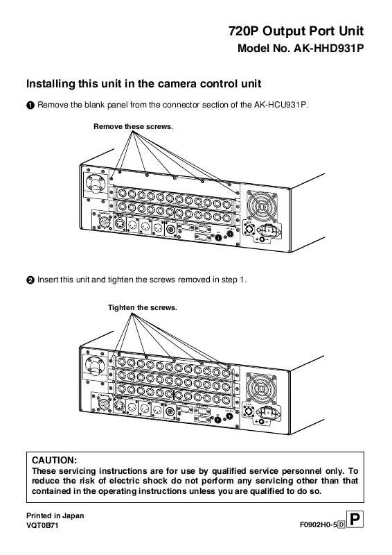 Mode d'emploi PANASONIC AK-HHD931P