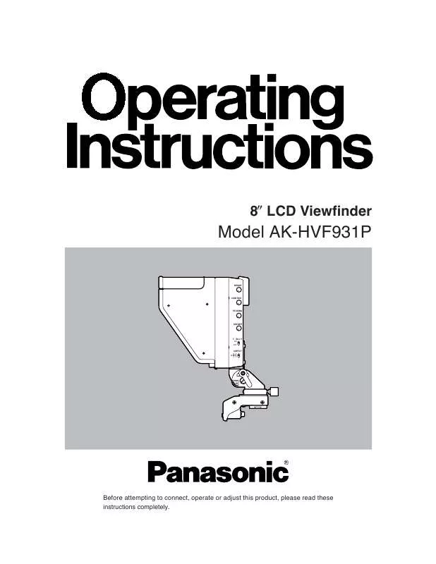 Mode d'emploi PANASONIC AK-HVF931