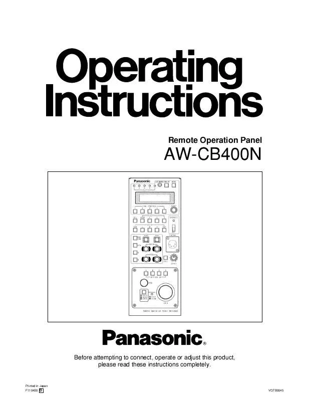 Mode d'emploi PANASONIC AW-CB400N