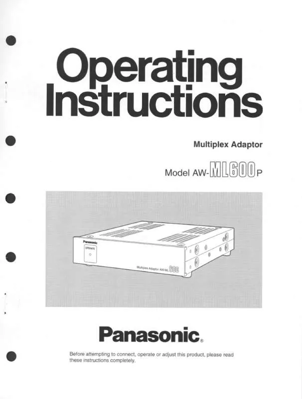 Mode d'emploi PANASONIC AW-ML600