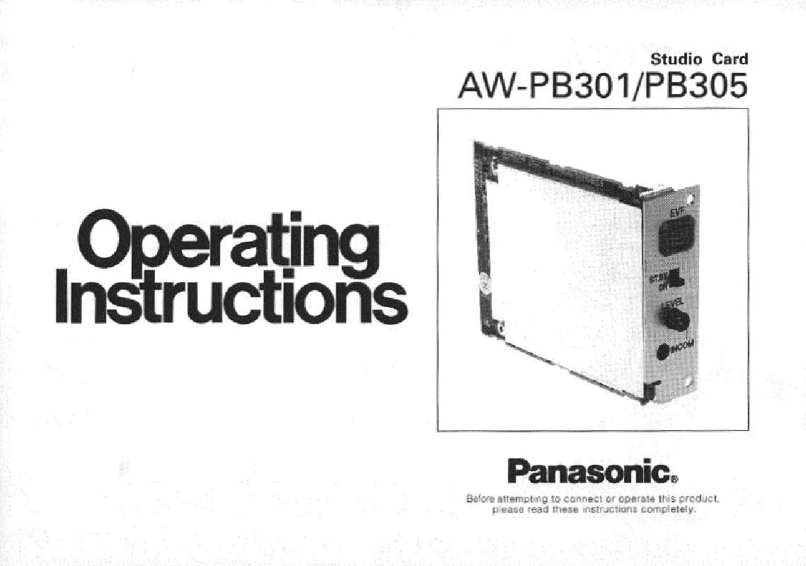 Mode d'emploi PANASONIC AW-PB301