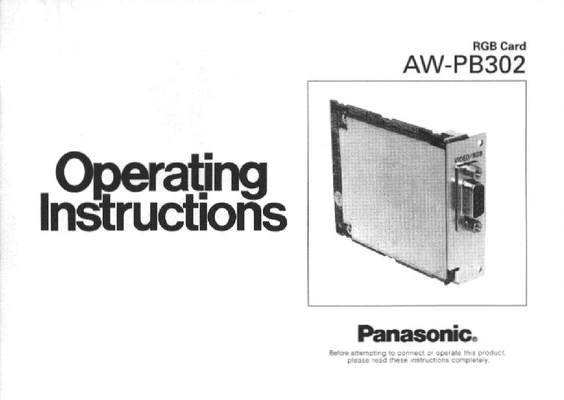 Mode d'emploi PANASONIC AW-PB302