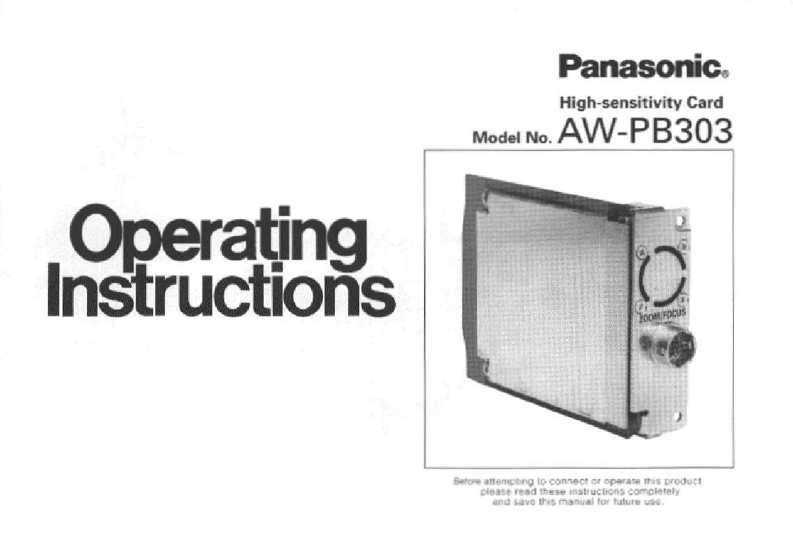 Mode d'emploi PANASONIC AW-PB303