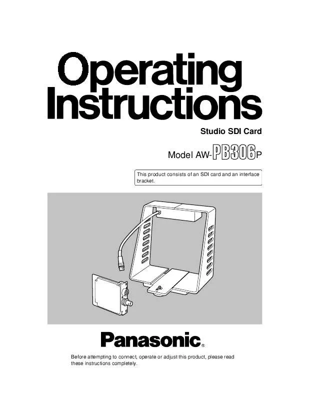 Mode d'emploi PANASONIC AW-PB306