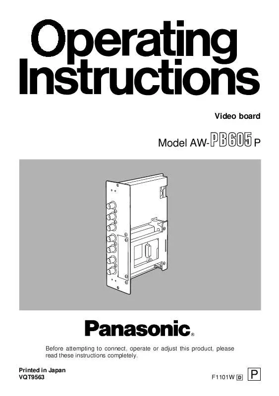 Mode d'emploi PANASONIC AW-PB605P