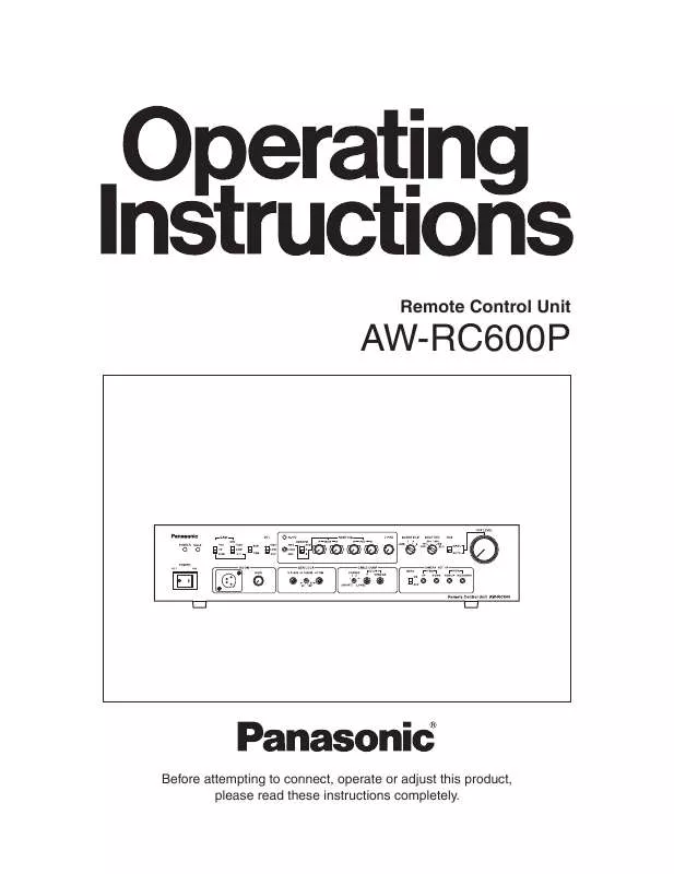 Mode d'emploi PANASONIC AW-RC600P