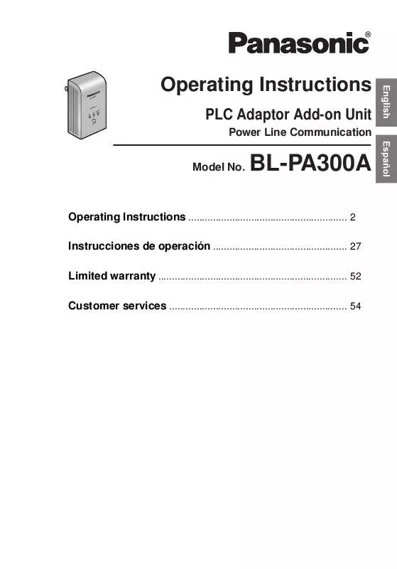 Mode d'emploi PANASONIC BLPA300A