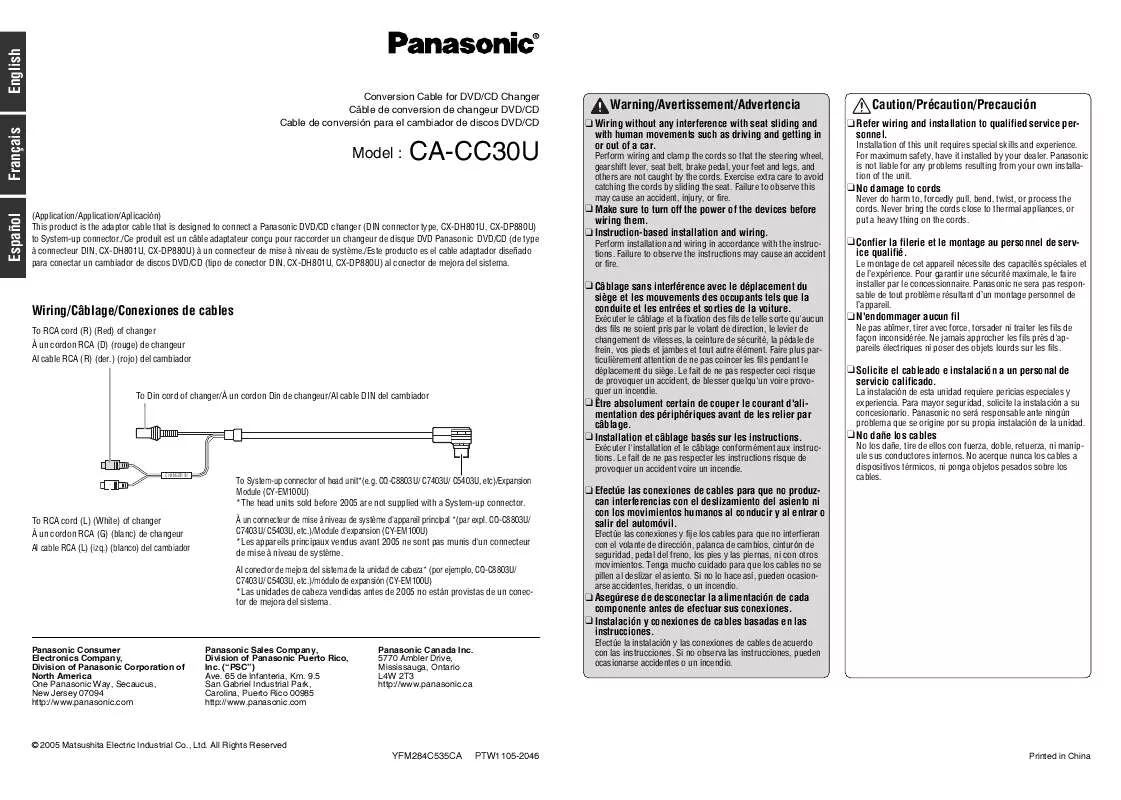 Mode d'emploi PANASONIC CA-CC30