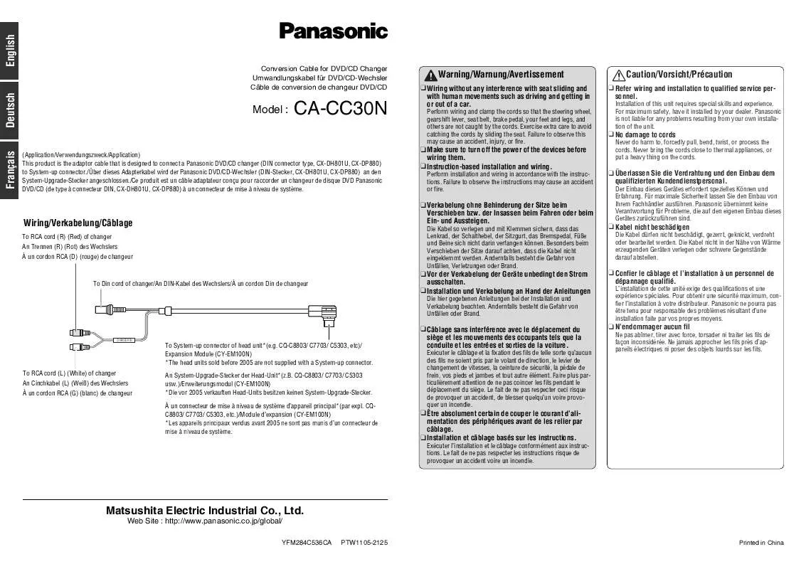 Mode d'emploi PANASONIC CA-CC30N