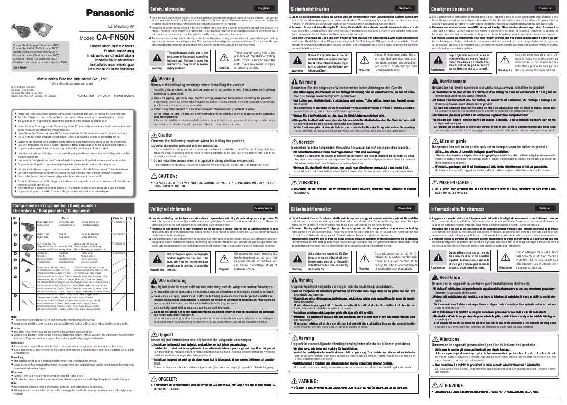 Mode d'emploi PANASONIC CA-FN50N