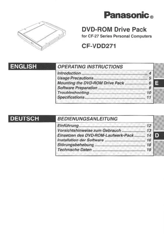 Mode d'emploi PANASONIC CF-VDD271