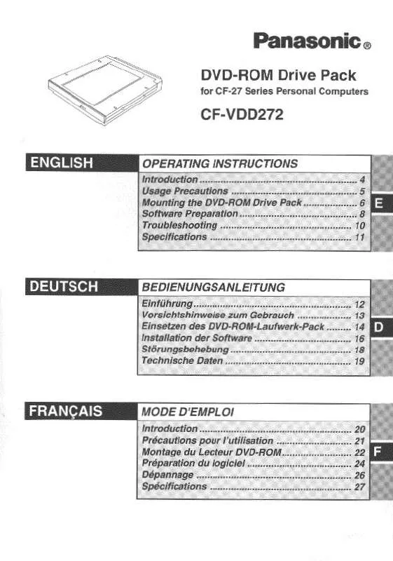 Mode d'emploi PANASONIC CF-VDD272