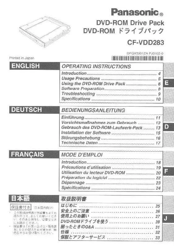 Mode d'emploi PANASONIC CF-VDD283